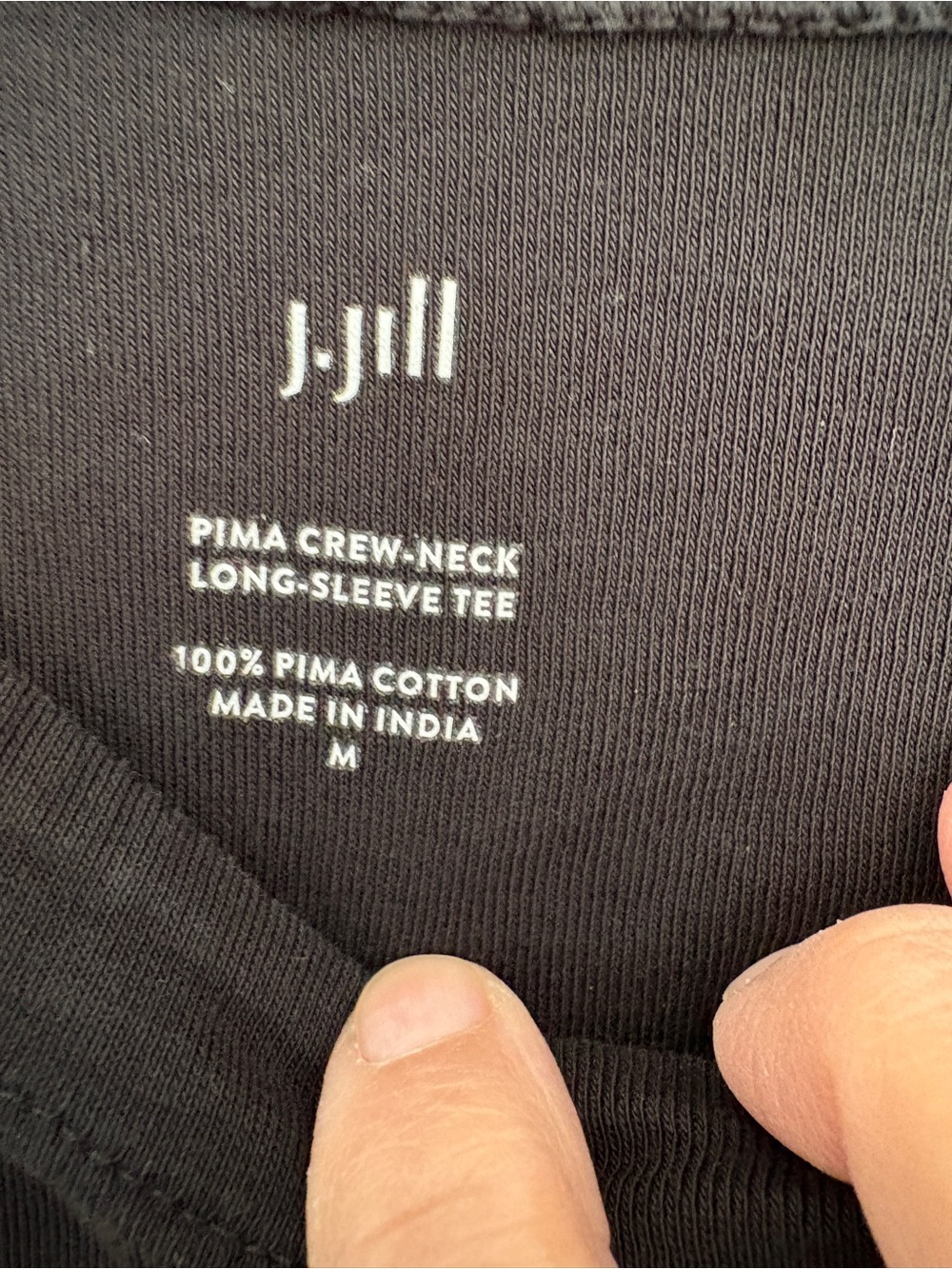 J. Jill Black Pima Crew-Neck Long Sleeve Tee - Picture 3 of 4